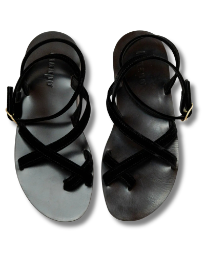 Sandali Varazze in Velluto Nero – Lanapo