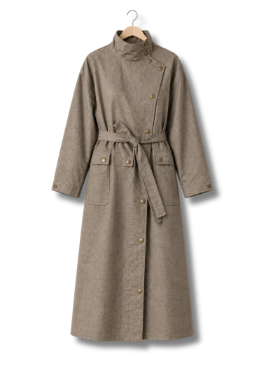 Leon & Harper - Trench Veeper Check in Cotone Idrorepellente - Beige