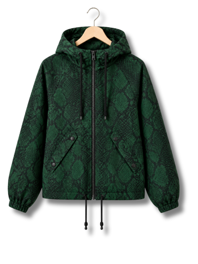 Leon & Harper - Windbreaker Vogel Snake - Verde